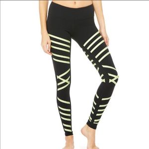 New with Tags!! Alo black neon striped glow in the dark leggings